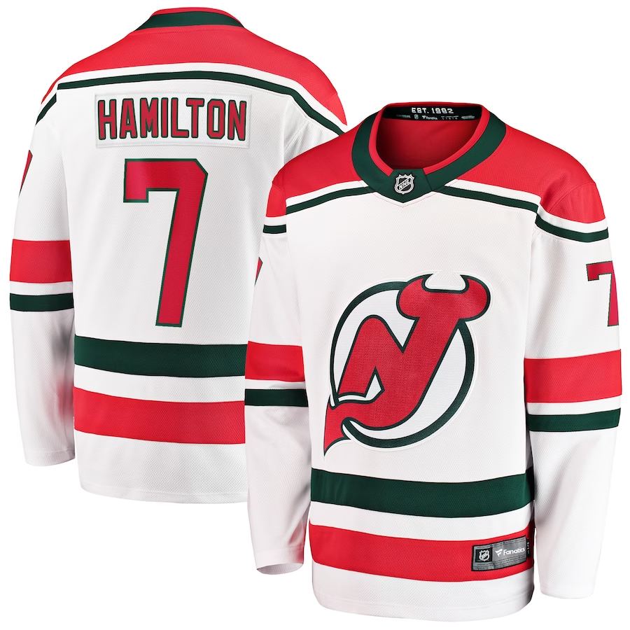 Men's New Jersey Devils Dougie Hamilton #7 White Jersey